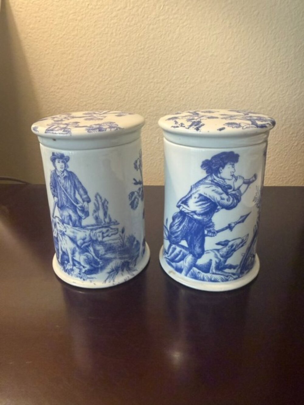 French Country Blue Toile Canisters PORCELAINE DE PARIS